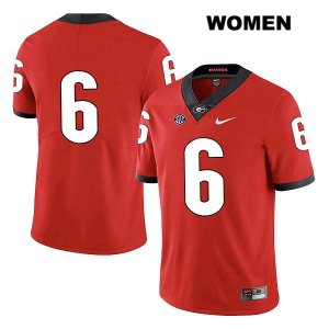 Women's Georgia Bulldogs NCAA #6 Kenny McIntosh Nike Stitched Red Legend Authentic No Name College Football Jersey NFM4754KJ
